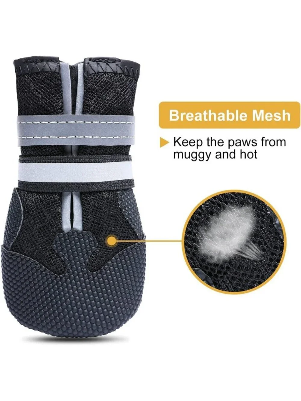 Breathable Non-Slip Dog Boots for Medium & Large Dogs - Lightweight Summer Paw